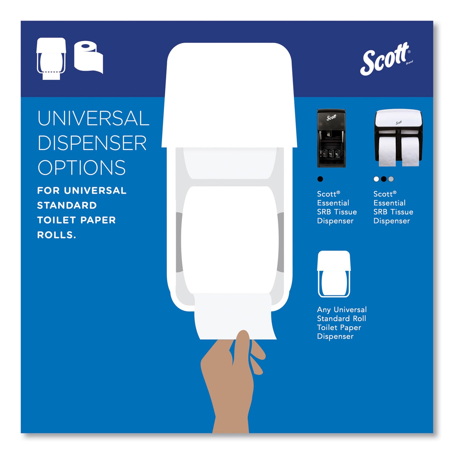 Scott Essential Standard Roll Bathroom Tissue for Business, Septic Safe, Convenience Carton, 2-Ply, White, 550/Roll, 20 Rolls/CT (13607)