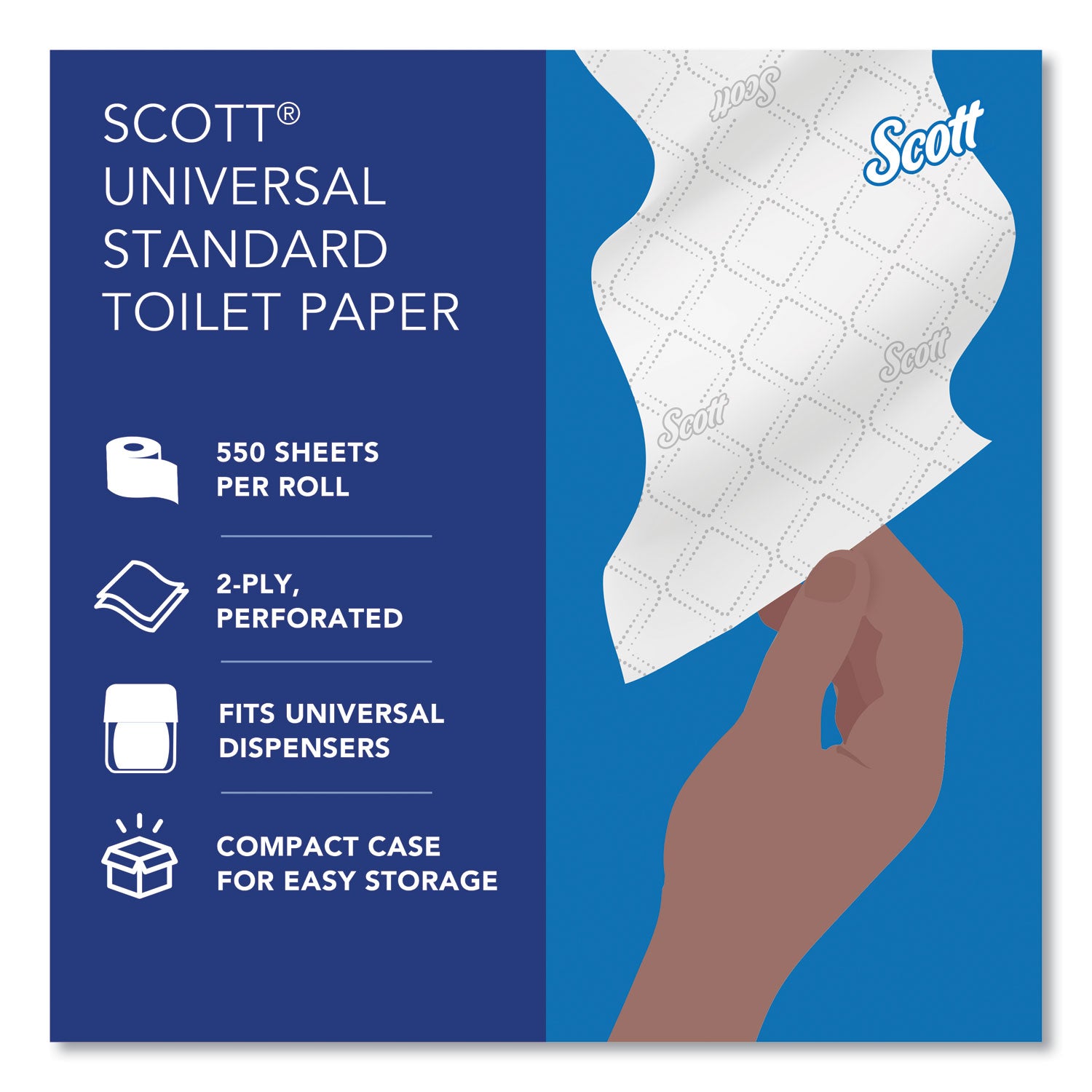 Scott Essential Standard Roll Bathroom Tissue for Business, Septic Safe, Convenience Carton, 2-Ply, White, 550/Roll, 20 Rolls/CT (13607)