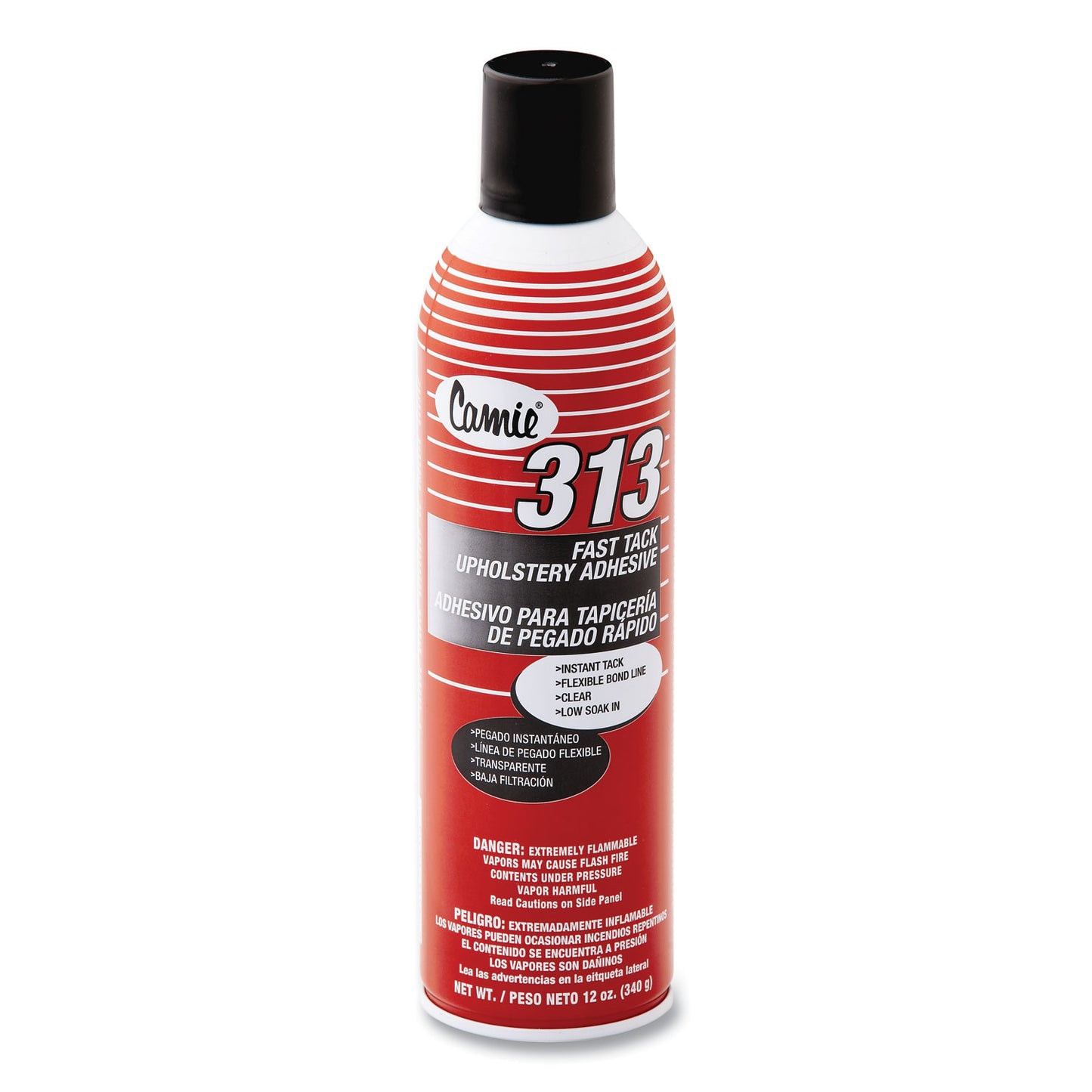 Camie 313 Fast Tack Upholstery Adhesive, 12 oz Aerosol Spray, Dries Clear, Dozen