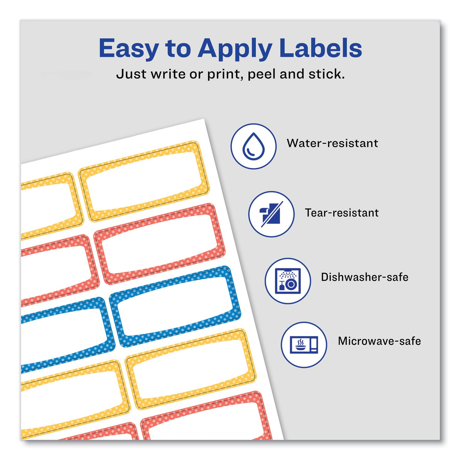 Avery Kids Handwritten Identification Labels, 1.75 x 0.75, Borders: Blue, Orange, Yellow, 12 Labels/Sheet, 5 Sheets/Pack (41442)