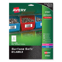 Avery Surface Safe ID Labels, Inkjet/Laser Printers, 1.63 x 3.63, White, 12/Sheet, 25 Sheets/Pack (61502)