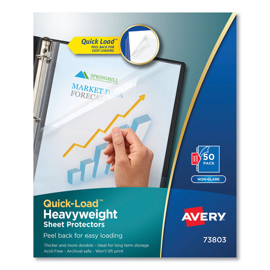 Avery Quick Top and Side Loading Sheet Protectors, Letter, Non-Glare, 50/Box (73803)