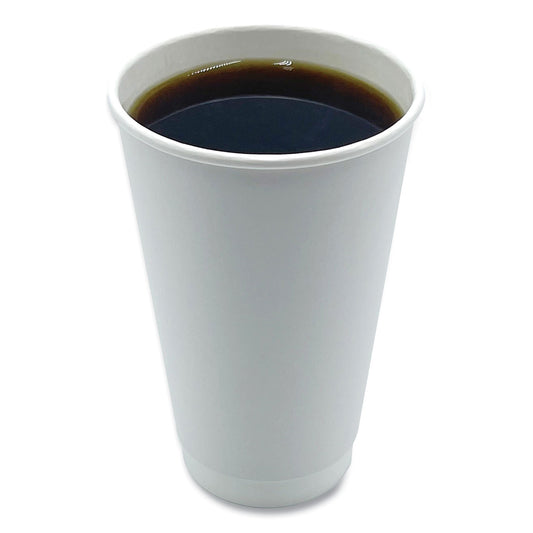 Boardwalk Paper Hot Cups, Double-Walled, 16 oz, White, 25/Pack (DW16HCUPPK)