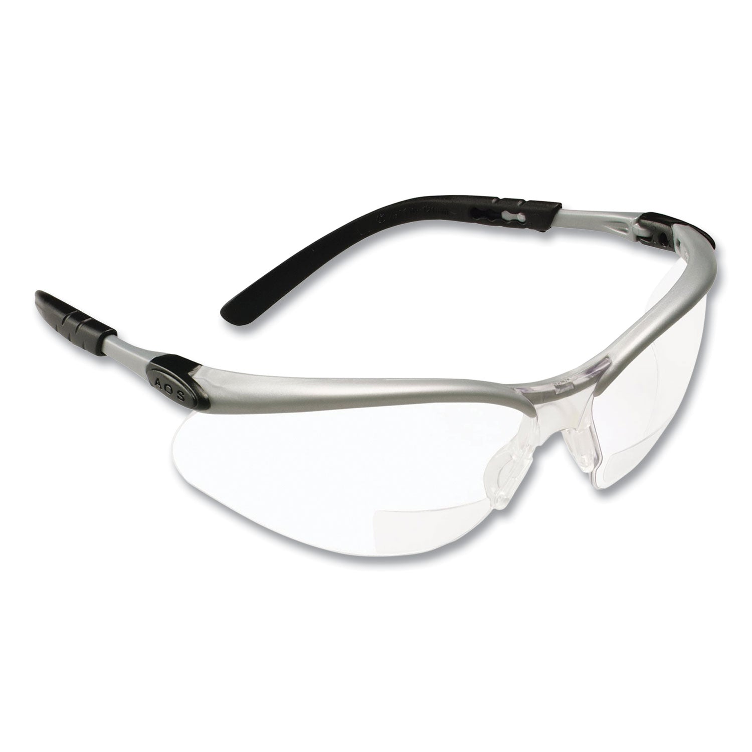 3M BX Molded-In Diopter Safety Glasses, 2.0+ Diopter Strength, Silver/Black Frame, Clear Lens (1137500000)