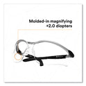 3M BX Molded-In Diopter Safety Glasses, 2.0+ Diopter Strength, Silver/Black Frame, Clear Lens (1137500000)