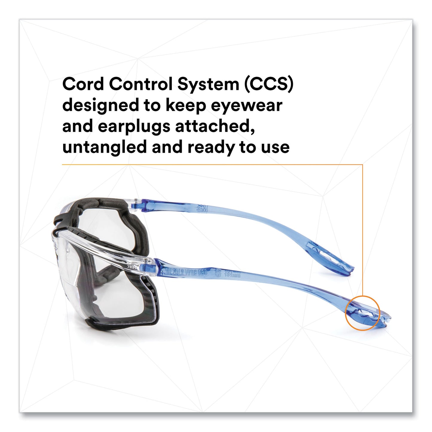 3M CCS Protective Eyewear with Foam Gasket, Blue Plastic Frame, Clear Polycarbonate Lens (1187200000)