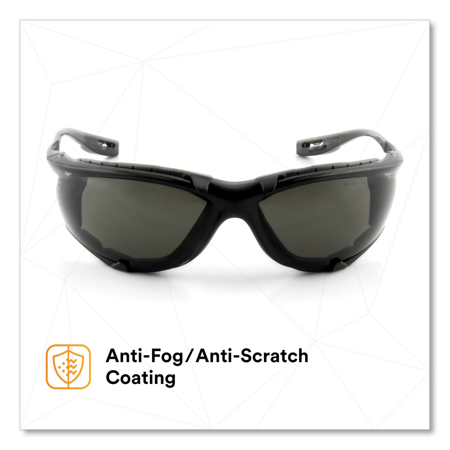3M Virtua CCS Protective Eyewear with Foam Gasket, Black/Gray Plastic Frame, Gray Polycarbonate Lens (1187300000)