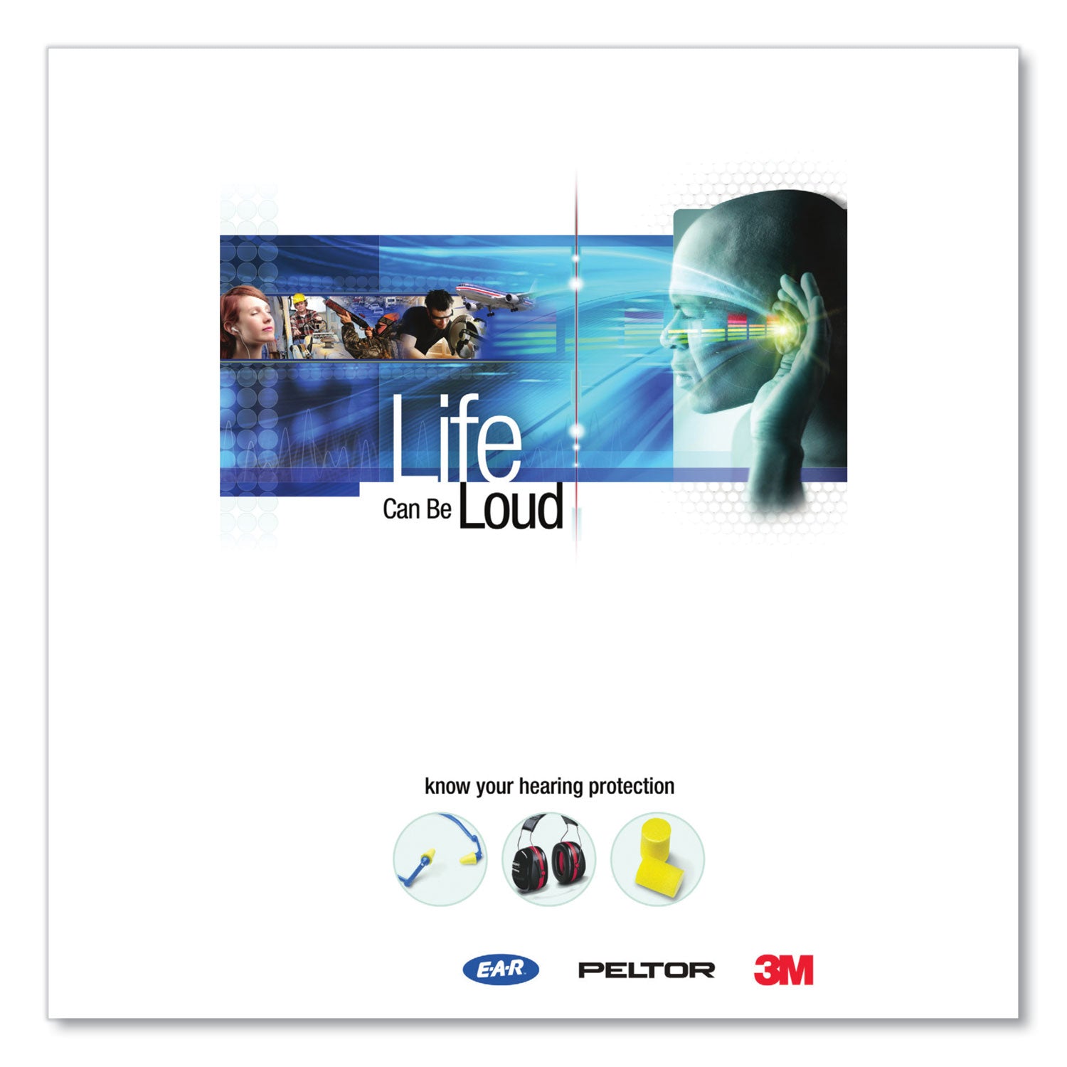 3M E-A-R Push-Ins Single-Use Earplugs, Metal Detectable, Corded, 28 dB NRR, Blue/Yellow, 200 Pairs (3183000)