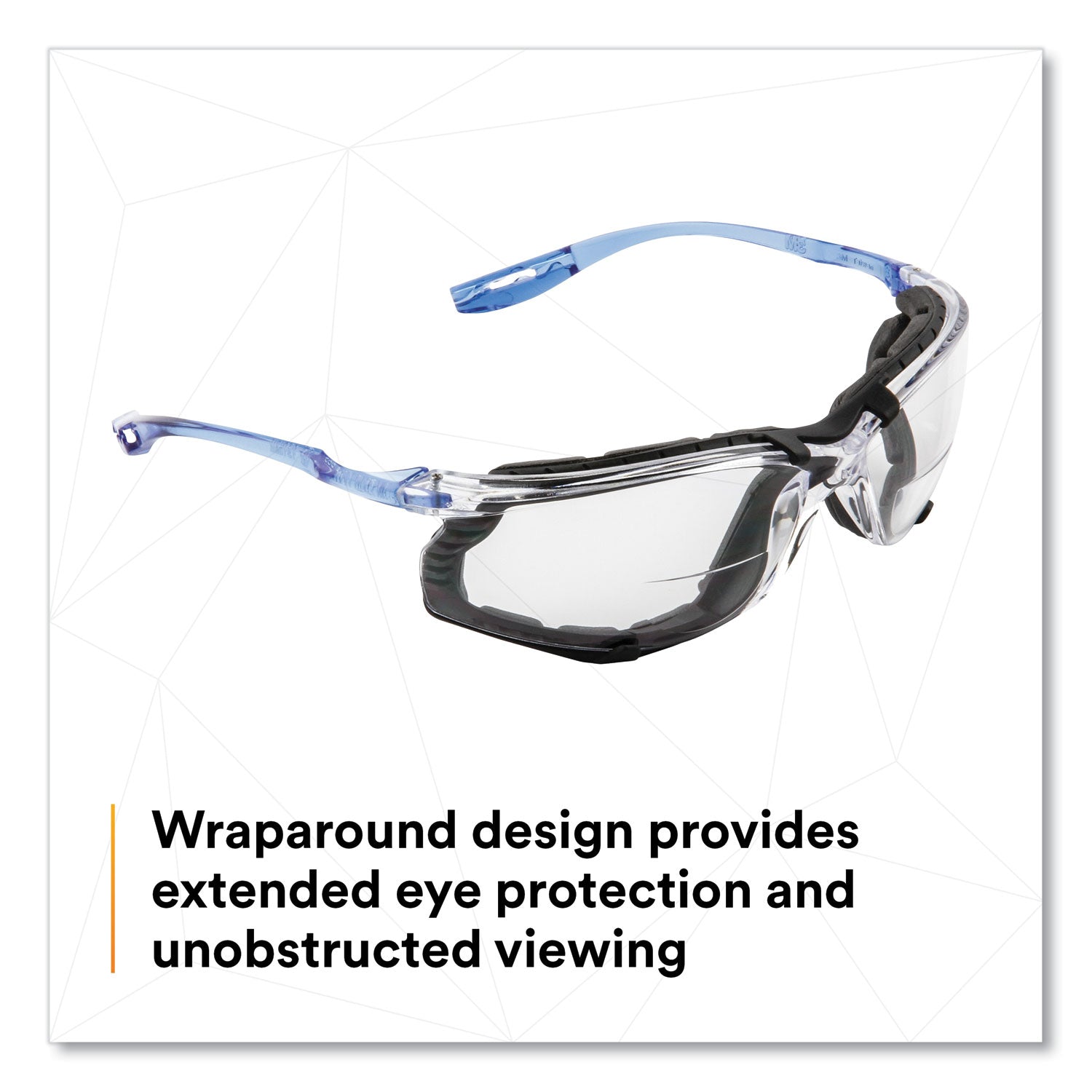 3M CCS Protective Eyewear with Foam Gasket, Blue Plastic Frame, Clear Polycarbonate Lens (1187200000)