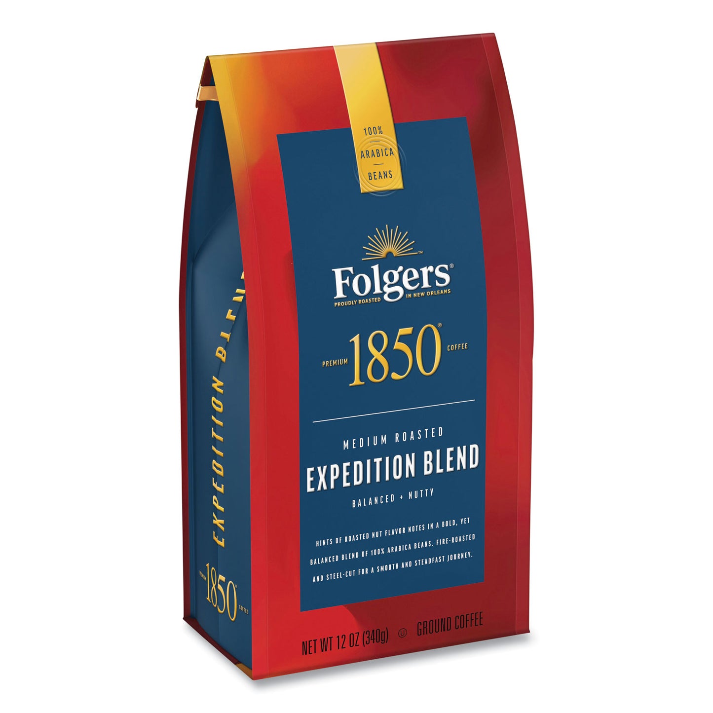 1850 Coffee, Expedition Blend, Medium Roast, Ground, 12 oz Bag, 6/Carton (60514)