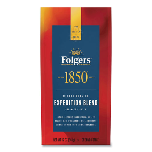 1850 Coffee, Expedition Blend, Medium Roast, Ground, 12 oz Bag (60514EA)