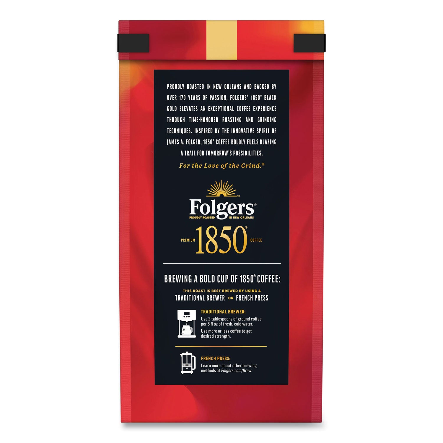 1850 Coffee, Black Gold, 12 oz Bag (12722EA)