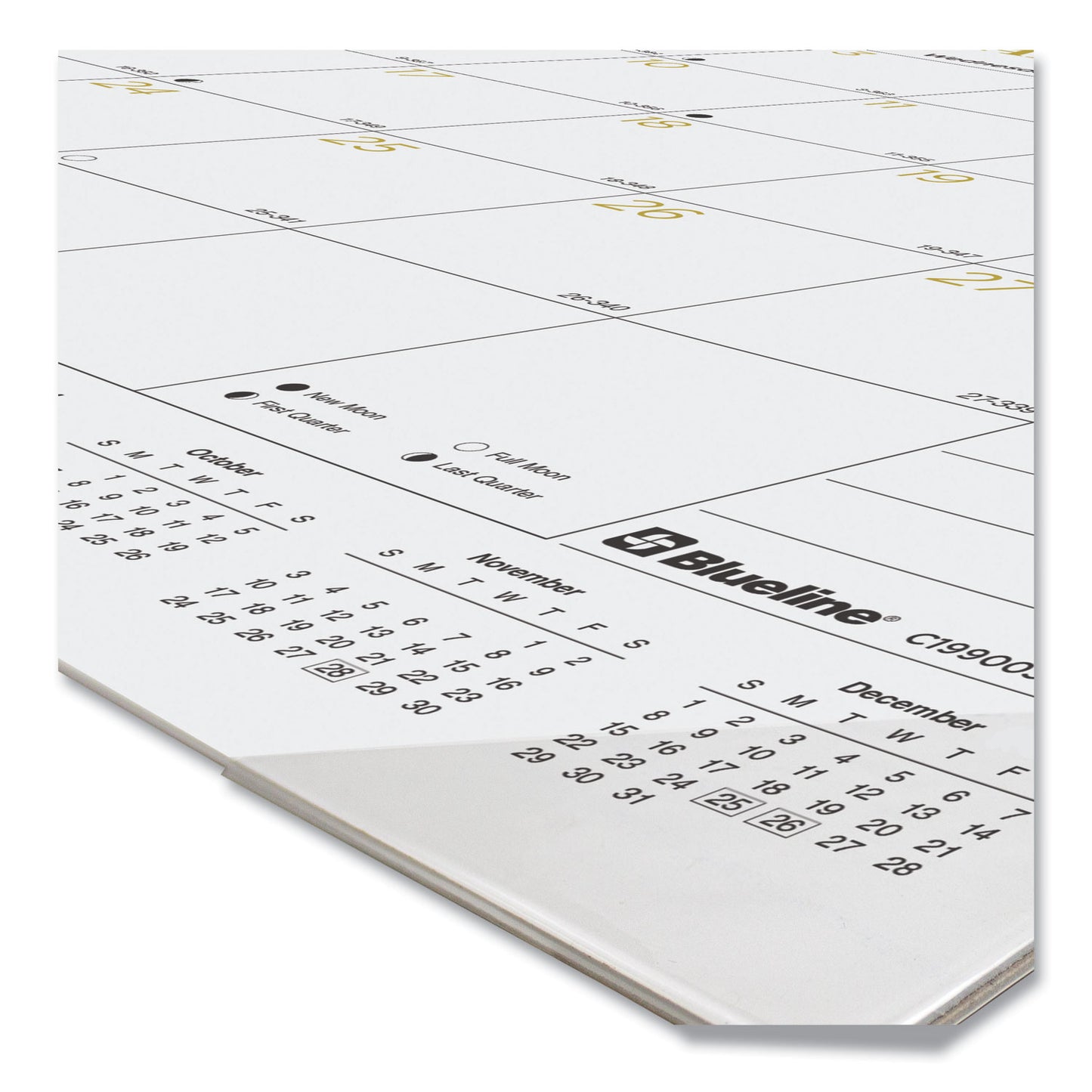 Blueline Gold Collection Monthly Desk Pad Calendar, 22 x 17, White Sheets, Black Headband, Clear Corners, 12-Month (Jan to Dec): 2025 (C199003)