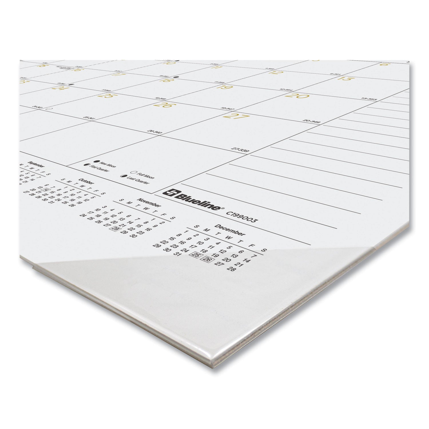 Blueline Gold Collection Monthly Desk Pad Calendar, 22 x 17, White Sheets, Black Headband, Clear Corners, 12-Month (Jan to Dec): 2025 (C199003)