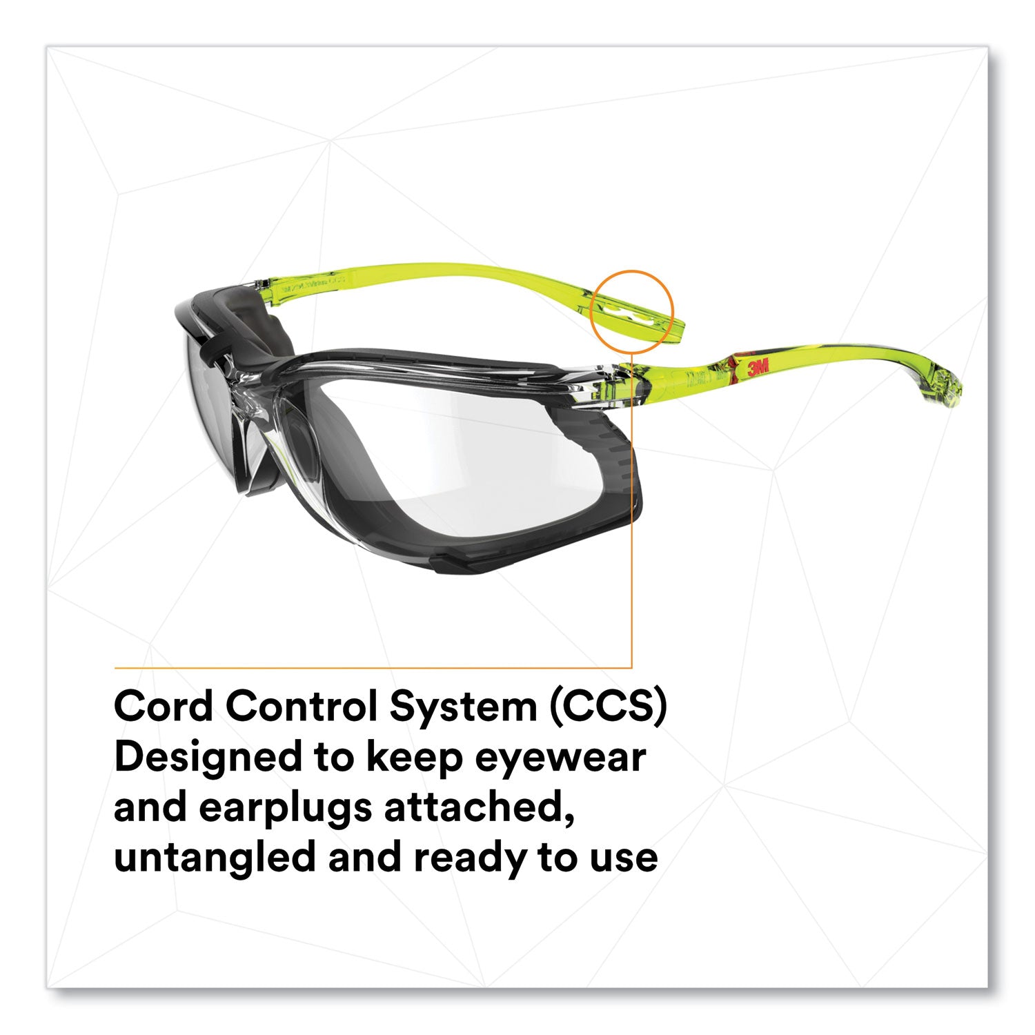 3M Solus CCS Series Protective Eyewear, Green Plastic Frame, Clear Polycarbonate Lens (SCCS01SGAFGR)