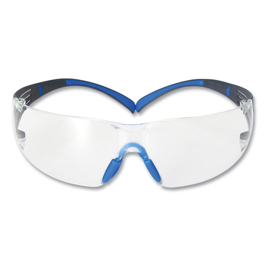 3M SecureFit Protective Eyewear, 400 Series, Black/Blue Plastic Frame, Clear Polycarbonate Lens (SF401SGAFBLU)