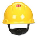 3M SecureFit H-Series Hard Hats, H-700 Vented Cap with UV Indicator, 4-Point Pressure Diffusion Ratchet Suspension, Yellow (H702SFVUV)