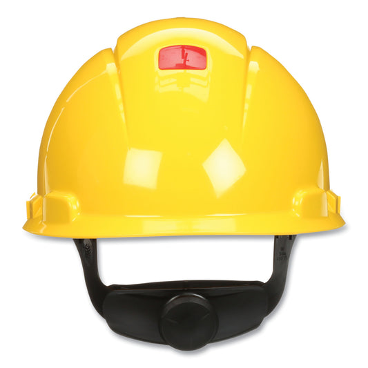 3M SecureFit H-Series Hard Hats, H-700 Vented Cap with UV Indicator, 4-Point Pressure Diffusion Ratchet Suspension, Yellow (H702SFVUV)