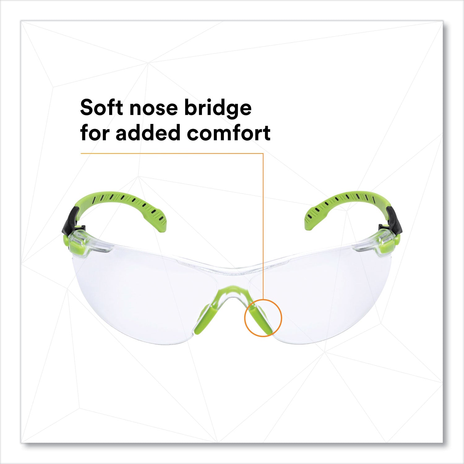 3M Solus 1000-Series Safety Glasses, Black/Green Plastic Frame, Clear Polycarbonate Lens (S1201SGAF)