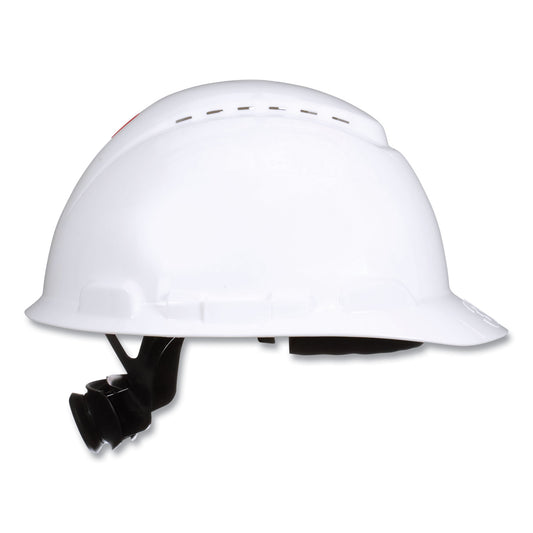 3M SecureFit H-Series Hard Hats, H-700 Front-Brim Cap with UV Indicator, 4-Point Pressure Diffusion Ratchet Suspension, White (H701SFVUV)