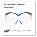 3M SecureFit Protective Eyewear, 400 Series, Black/Blue Plastic Frame, Clear Polycarbonate Lens (SF401SGAFBLU)