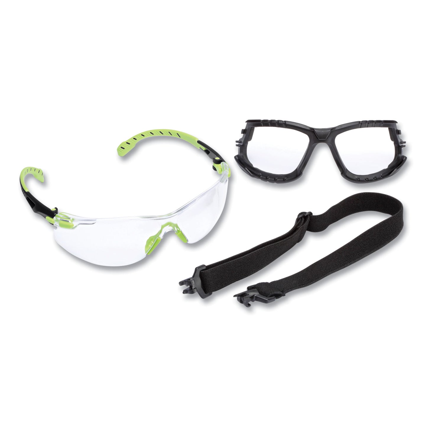 3M Solus 1000-Series Safety Glasses, Green Plastic Frame, Clear Polycarbonate Lens (S1201SGAFKT)