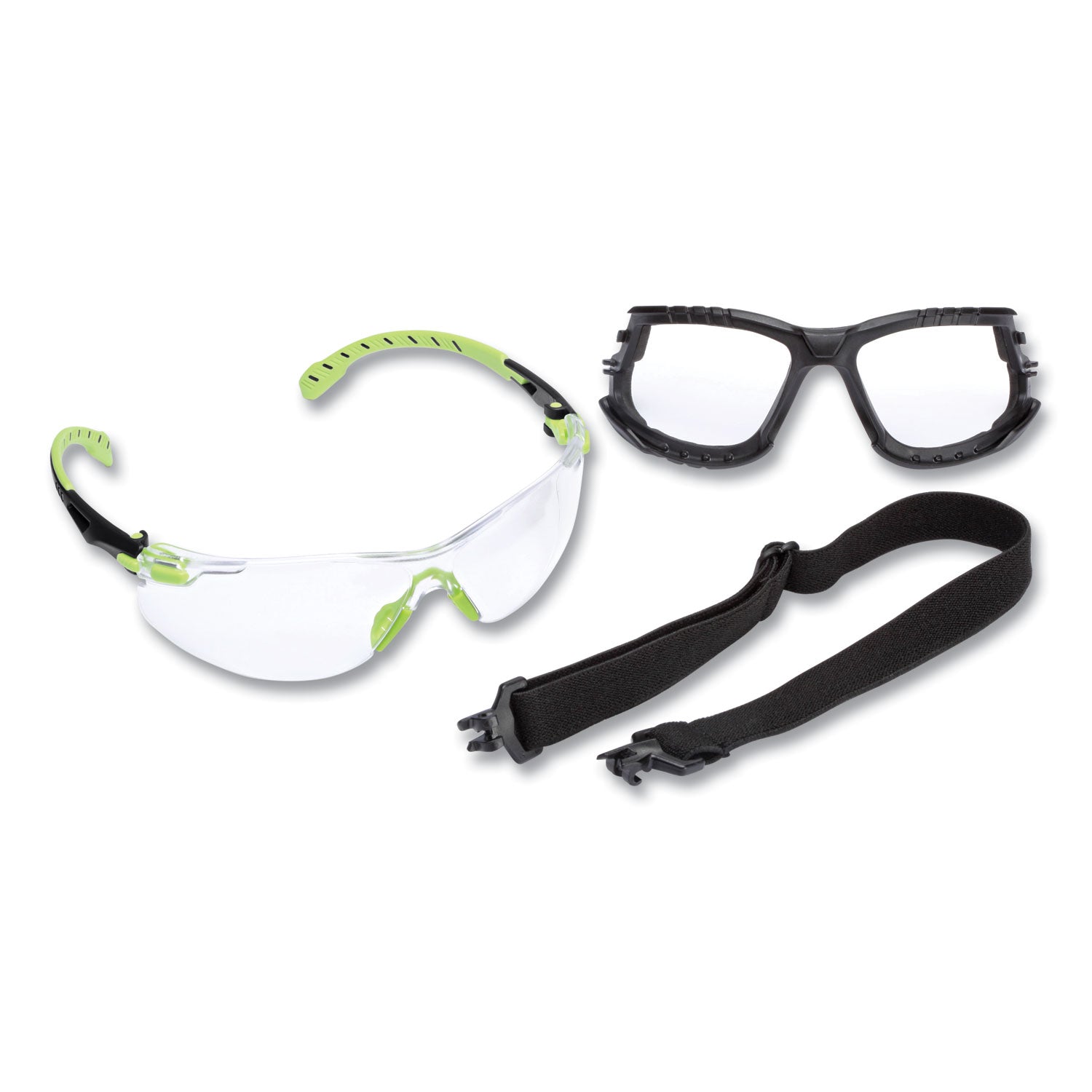 3M Solus 1000-Series Safety Glasses, Green Plastic Frame, Clear Polycarbonate Lens (S1201SGAFKT)
