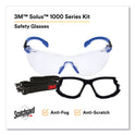 3M Solus 1000 Series Safety Glasses, Black/Blue Plastic Frame, Clear Polycarbonate Lens (S1101SGAFKT)