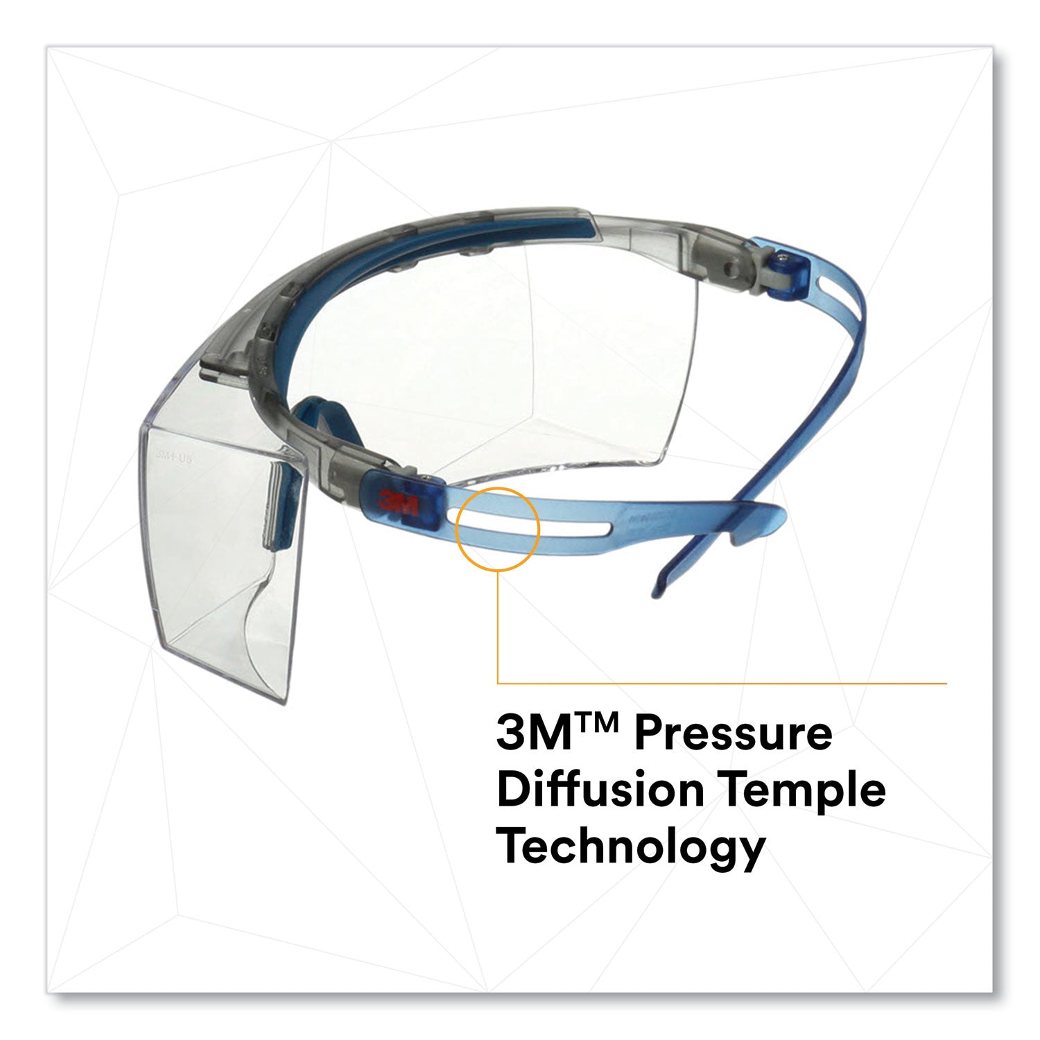3M SecureFit Protective Eyewear, 3700 OTG Series, Blue Plastic Frame, Clean Polycarbonate Lens (SF3701XSGAB)