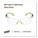 3M Solus 1000-Series Safety Glasses, Black/Green Plastic Frame, Clear Polycarbonate Lens (S1201SGAF)