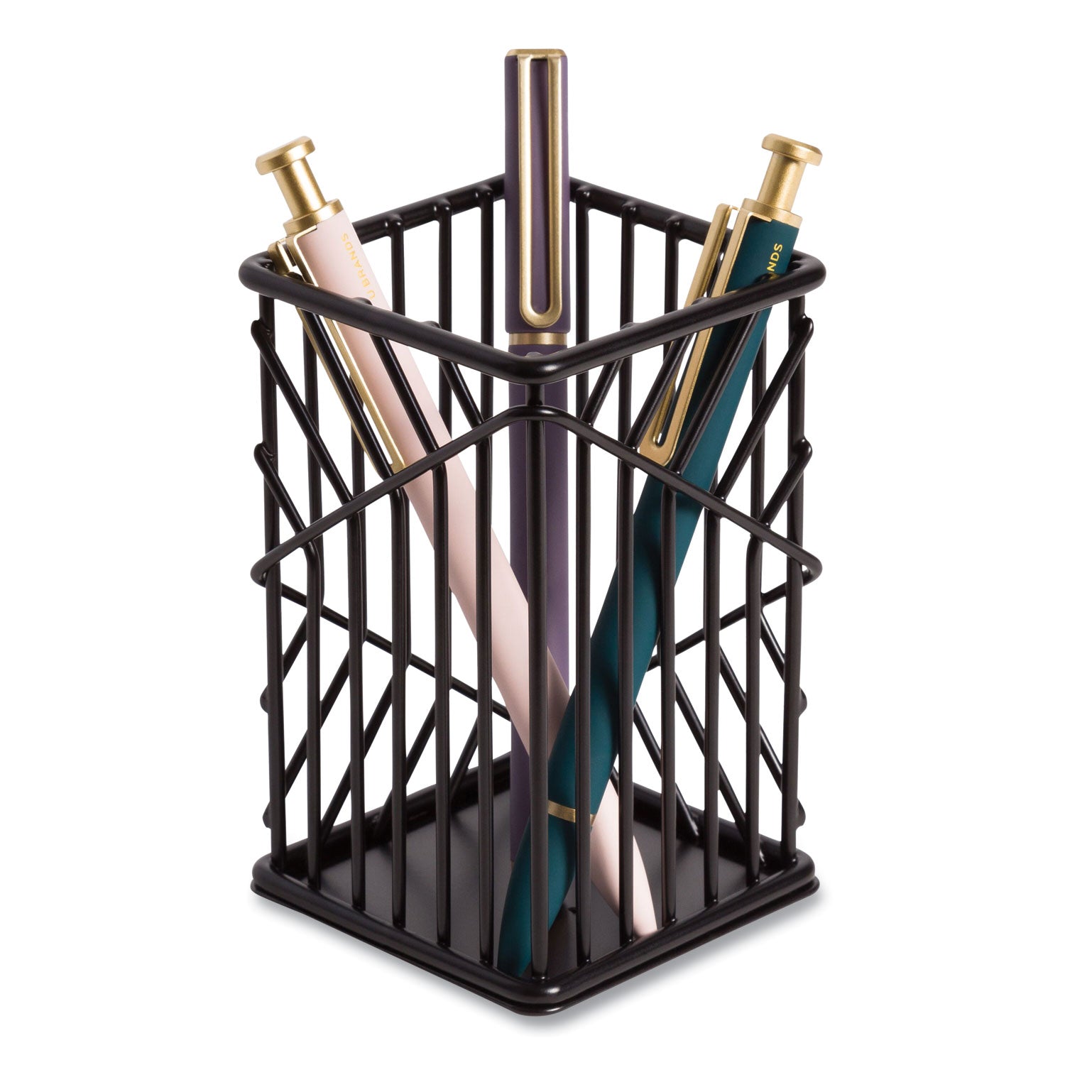 U Brands Vena Pencil Cup, 2.76"w x 2.76"d x 4.41"h, Black (3835U0624)