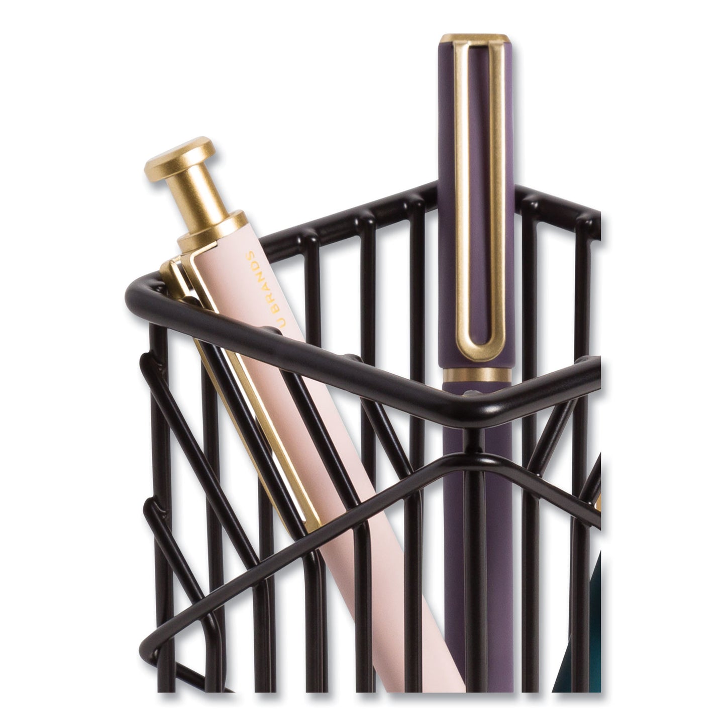 U Brands Vena Pencil Cup, 2.76"w x 2.76"d x 4.41"h, Black (3835U0624)