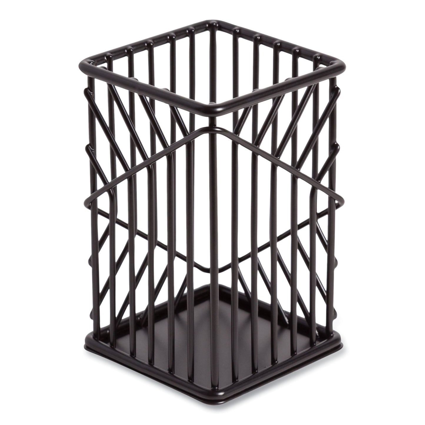 U Brands Vena Pencil Cup, 2.76"w x 2.76"d x 4.41"h, Black (3835U0624)