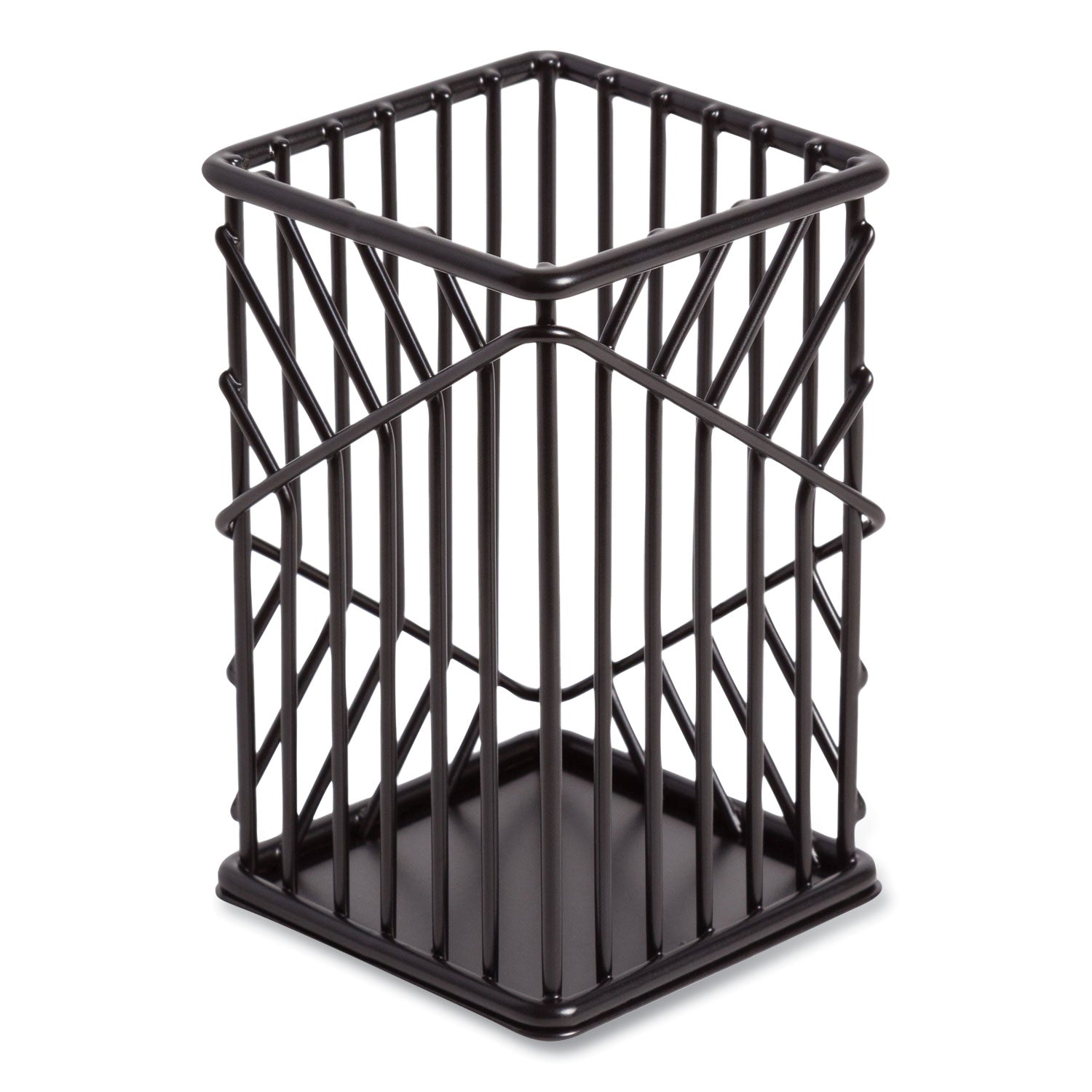 U Brands Vena Pencil Cup, 2.76"w x 2.76"d x 4.41"h, Black (3835U0624)