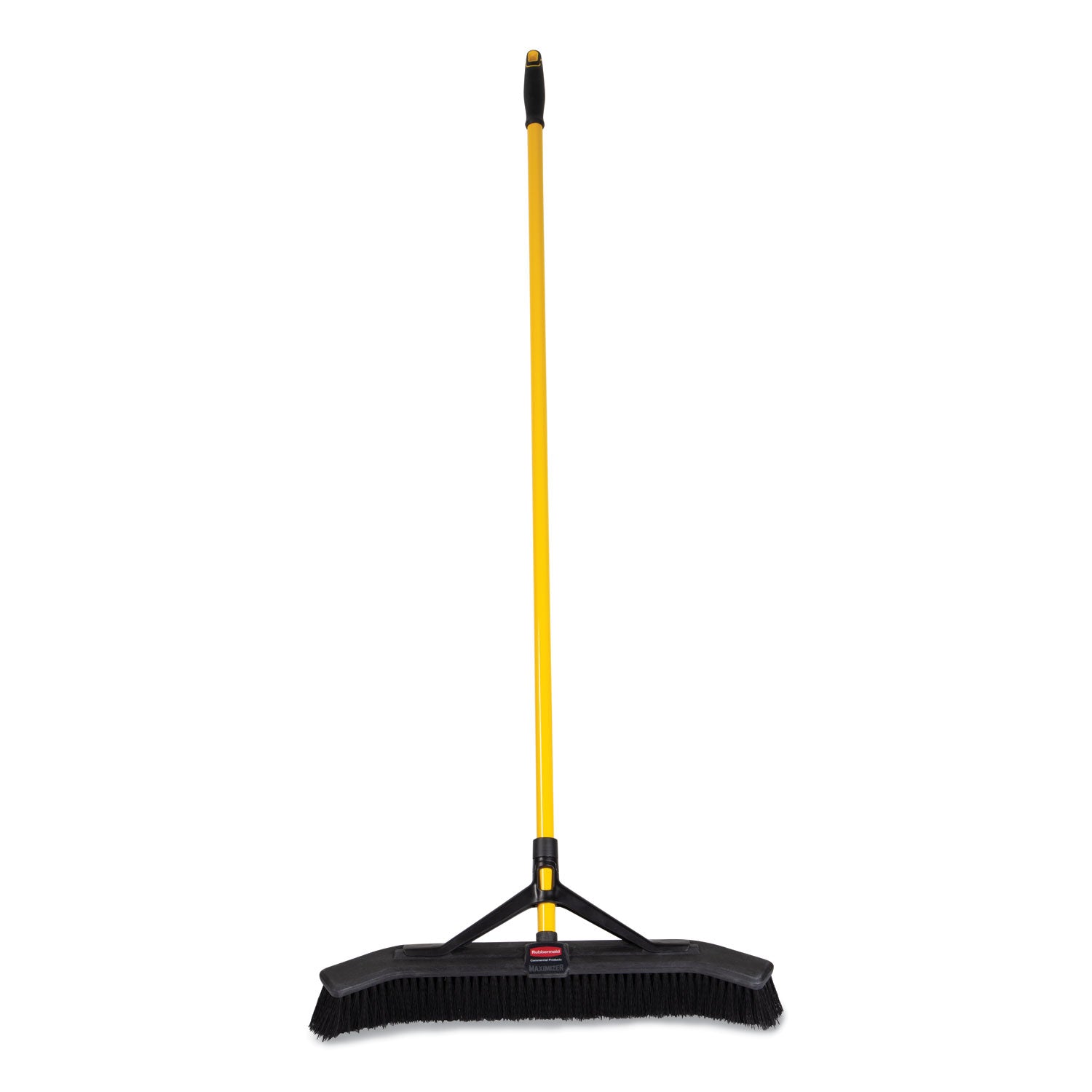 Rubbermaid Commercial Maximizer Push-to-Center Broom, 24", Polypropylene Bristles, Yellow/Black (2186280)