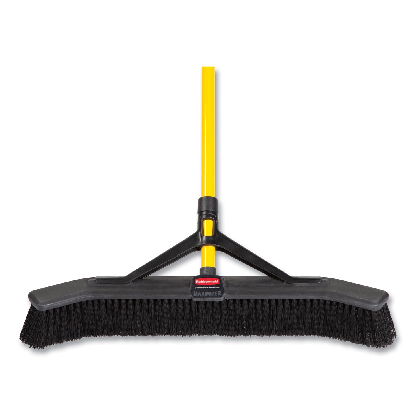 Rubbermaid Commercial Maximizer Push-to-Center Broom, 24", Polypropylene Bristles, Yellow/Black (2186280)