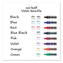 uni-ball VISION Needle Roller Ball Pen, Stick, Fine 0.7 mm, Assorted Ink and Barrel Colors, 8/Pack (1734916)