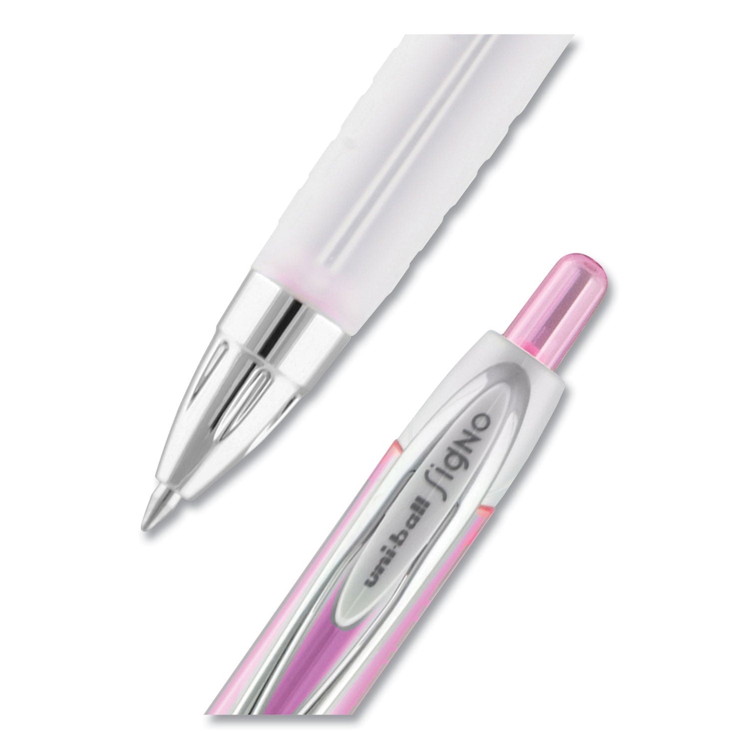 uni-ball 207 Office Pack Gel Pen, Retractable, Medium 0.7 mm, Black Ink, Pink/Translucent White Barrel, 36/Pack (2003896)