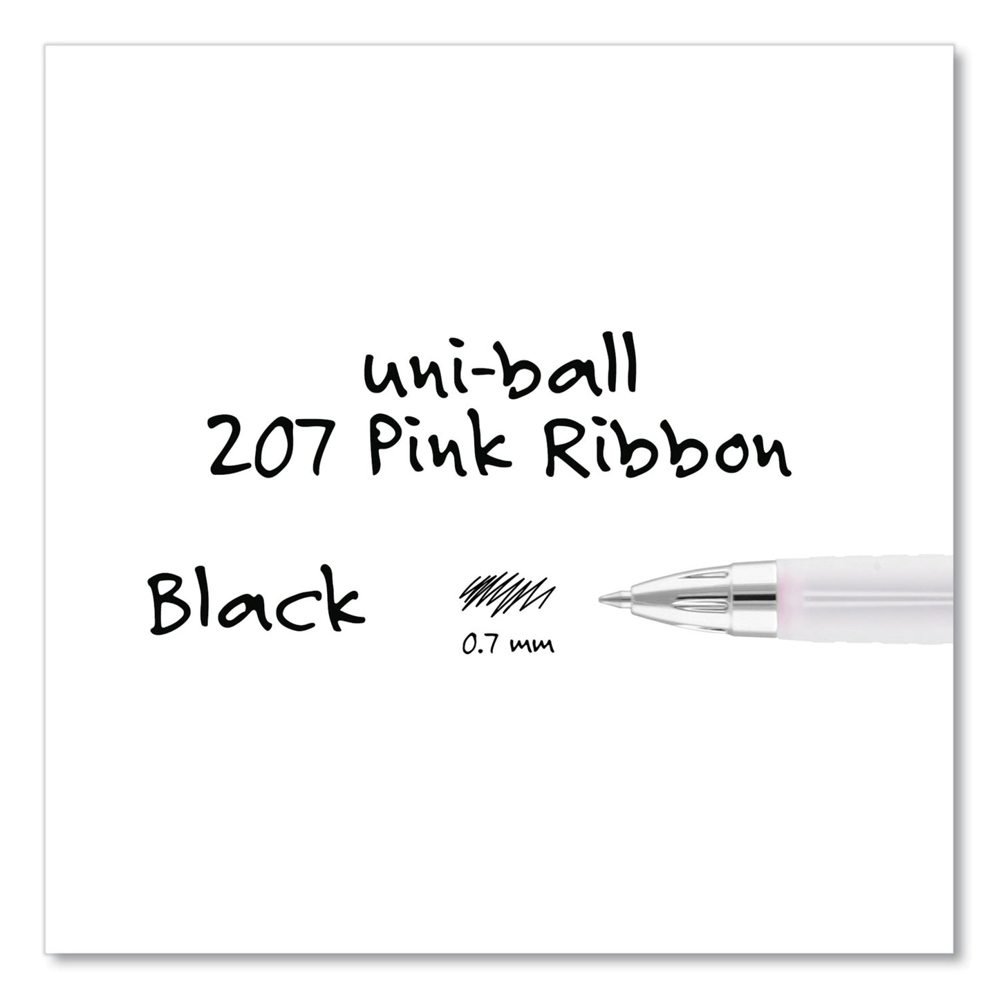 uni-ball 207 Office Pack Gel Pen, Retractable, Medium 0.7 mm, Black Ink, Pink/Translucent White Barrel, 36/Pack (2003896)