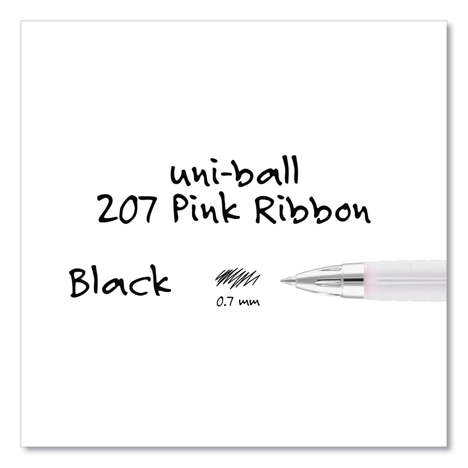 uni-ball 207 Office Pack Gel Pen, Retractable, Medium 0.7 mm, Black Ink, Pink/Translucent White Barrel, 36/Pack (2003896)