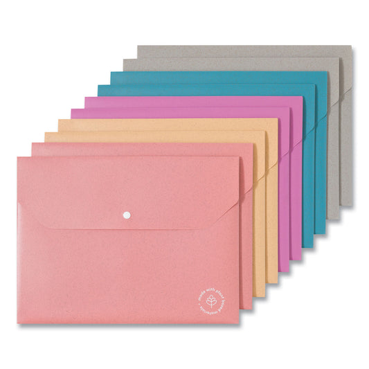 U Brands U-Eco Document Holder, 0.59" Expansion, 1 Section, Snap Button Closure, Letter Size, Assorted Colors, 10/Pack (6601U0112)