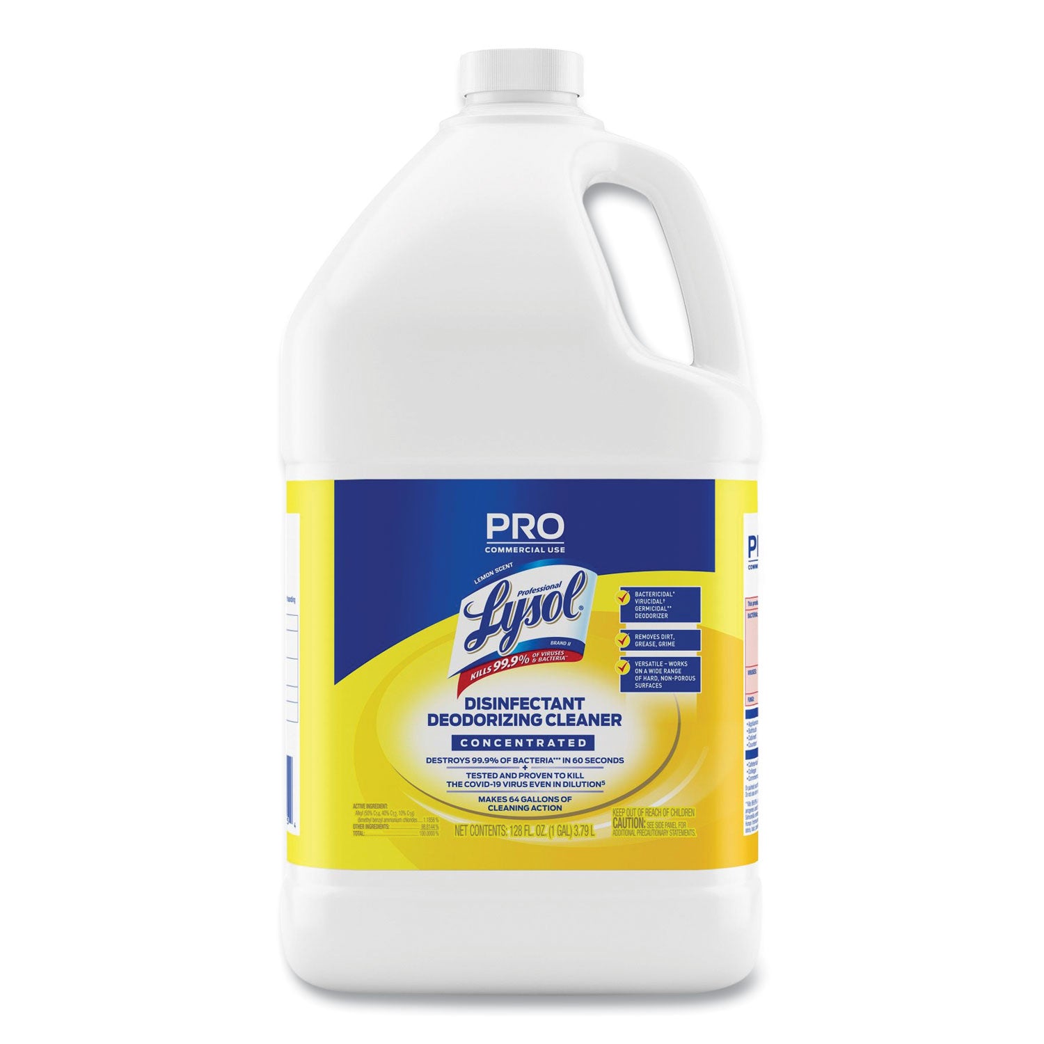 Lysol Disinfectant Deodorizing Cleaner Concentrate, Lemon Scent, 128 oz Bottle (99985EA)