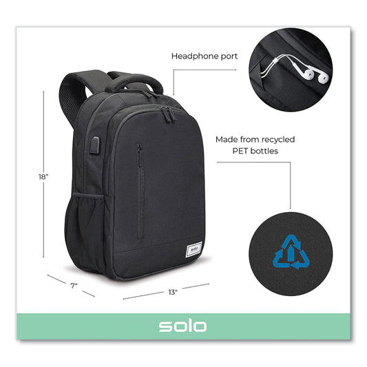 SOLO Re:Define Laptop Backpack, 15.6, 12.25 x 5.75 x 18.75, Black (UBN7084)