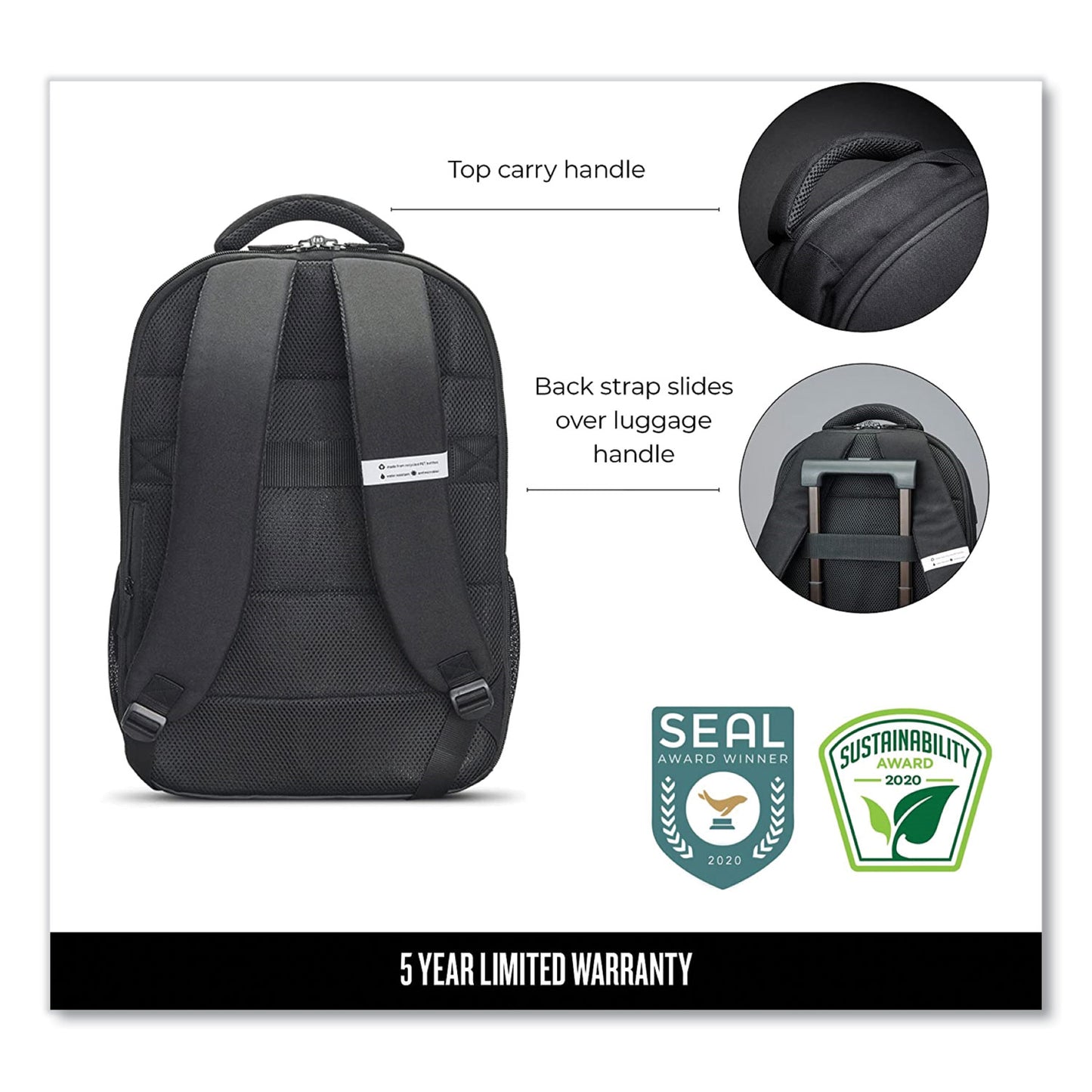 SOLO Re:Define Laptop Backpack, 15.6, 12.25 x 5.75 x 18.75, Black (UBN7084)