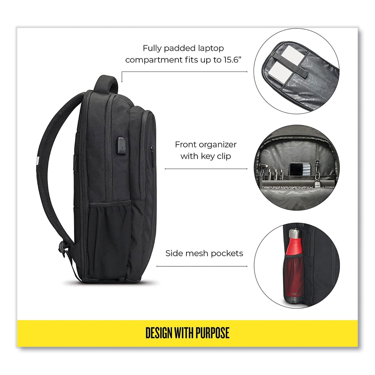 SOLO Re:Define Laptop Backpack, 15.6, 12.25 x 5.75 x 18.75, Black (UBN7084)