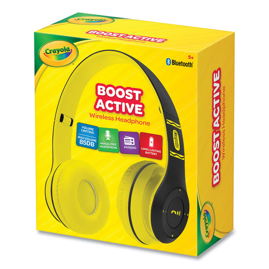 Crayola Boost Active Wireless Headphones, Black/Yellow (CHPBT348K)