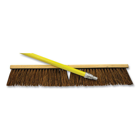 Palmyra Push Broom Kit, 24 X 64, Metal Handle, Yellow/brown