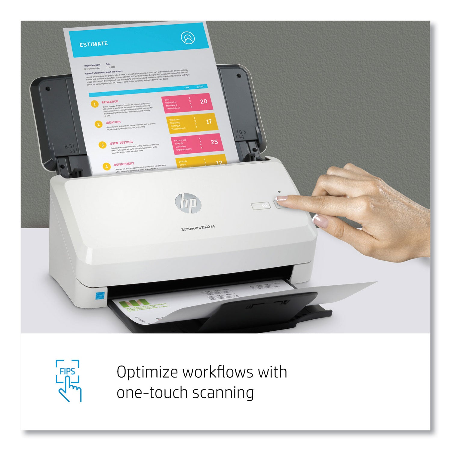 HP ScanJet Pro 3000 s4 Sheet-Feed Scanner, 600 dpi Optical Resolution, 50-Sheet Duplex Auto Document Feeder (6FW07A)