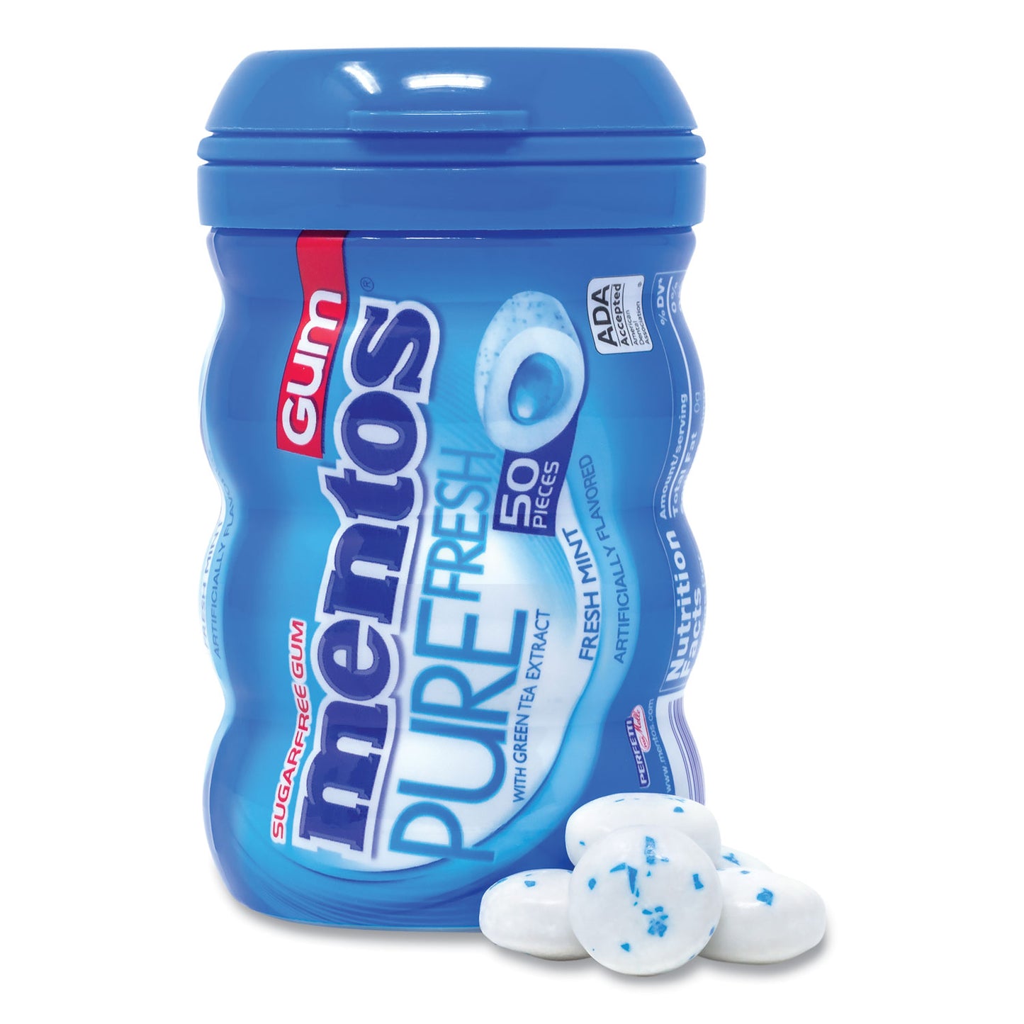 Mentos Pure Fresh Gum Variety Pack, Fresh Mint/Spearmint, 50 Pieces/Bottle, 8 Bottles/Carton (60000727)