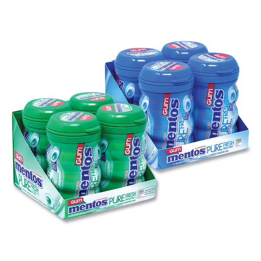 Mentos Pure Fresh Gum Variety Pack, Fresh Mint/Spearmint, 50 Pieces/Bottle, 8 Bottles/Carton (60000727)